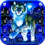 neon blue tiger king theme android application logo